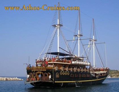 Pirate ship tours around the monastic republic Athos